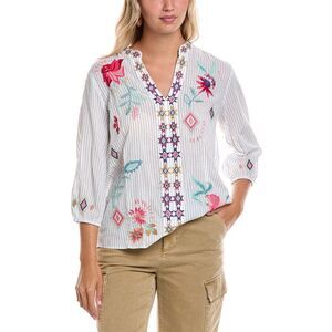 Johnny Was Womens  Paris Effortless Blouse, White